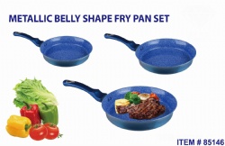 3pcs metallic belly shape fry pan set