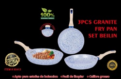 3pcs forge aluminum granite fry pan set