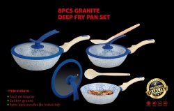 8pcs forge aluminum granite deep fry pan set