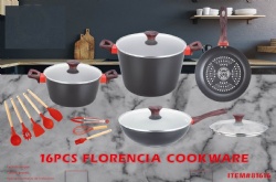 16pcs forge aluminum cookware set